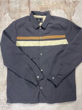 O'Neill Navy Windbreaker with Tan and Cream Stripes